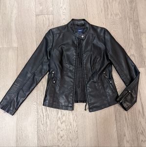 Reitmans Black Faux Leather Moto Jacket